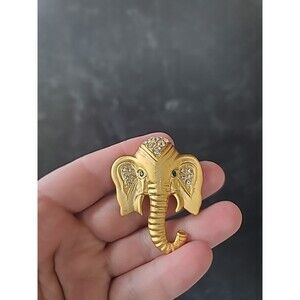 Ornate Rhinestone Elephant Head Shaped Brooch Vintage Costume Jewelry